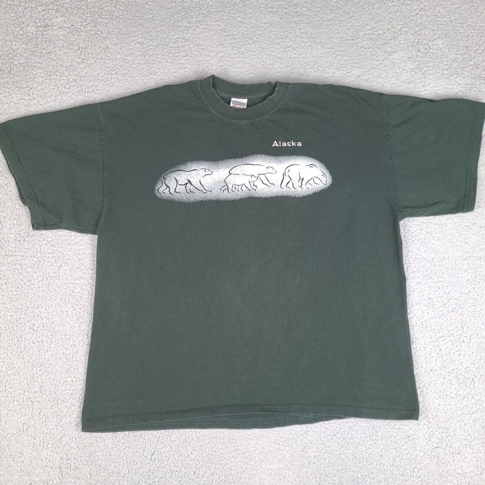 Alaska Polar Bears T-Shirt Adult XXL Green Pine Short Sleeve Gildan Cotton